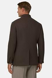 Blazer Guru Collar Padded Wool Cashmere, Brown, thumb, 4