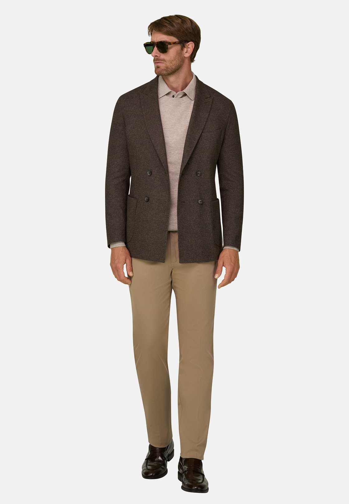 Blazer Double-Breasted Viscose Blend, Brown, hi-res, 2