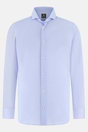 Camicia A Righe In Cotone Slim Fit, Azzurro, thumb, 6
