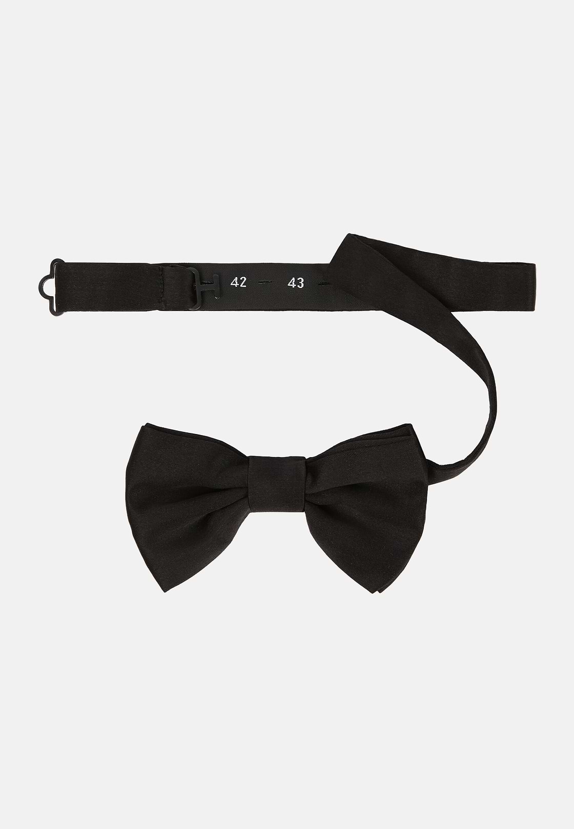 Black Knotted Silk Bow Tie, Black, hi-res