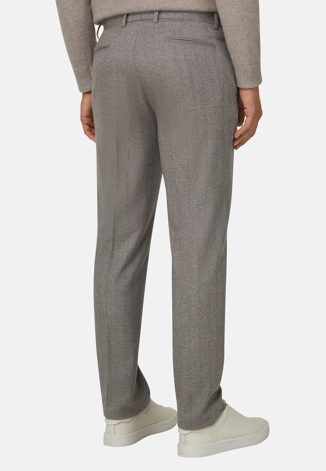 Trousers in Herringbone Flannel, Taupe, hi-res, 5