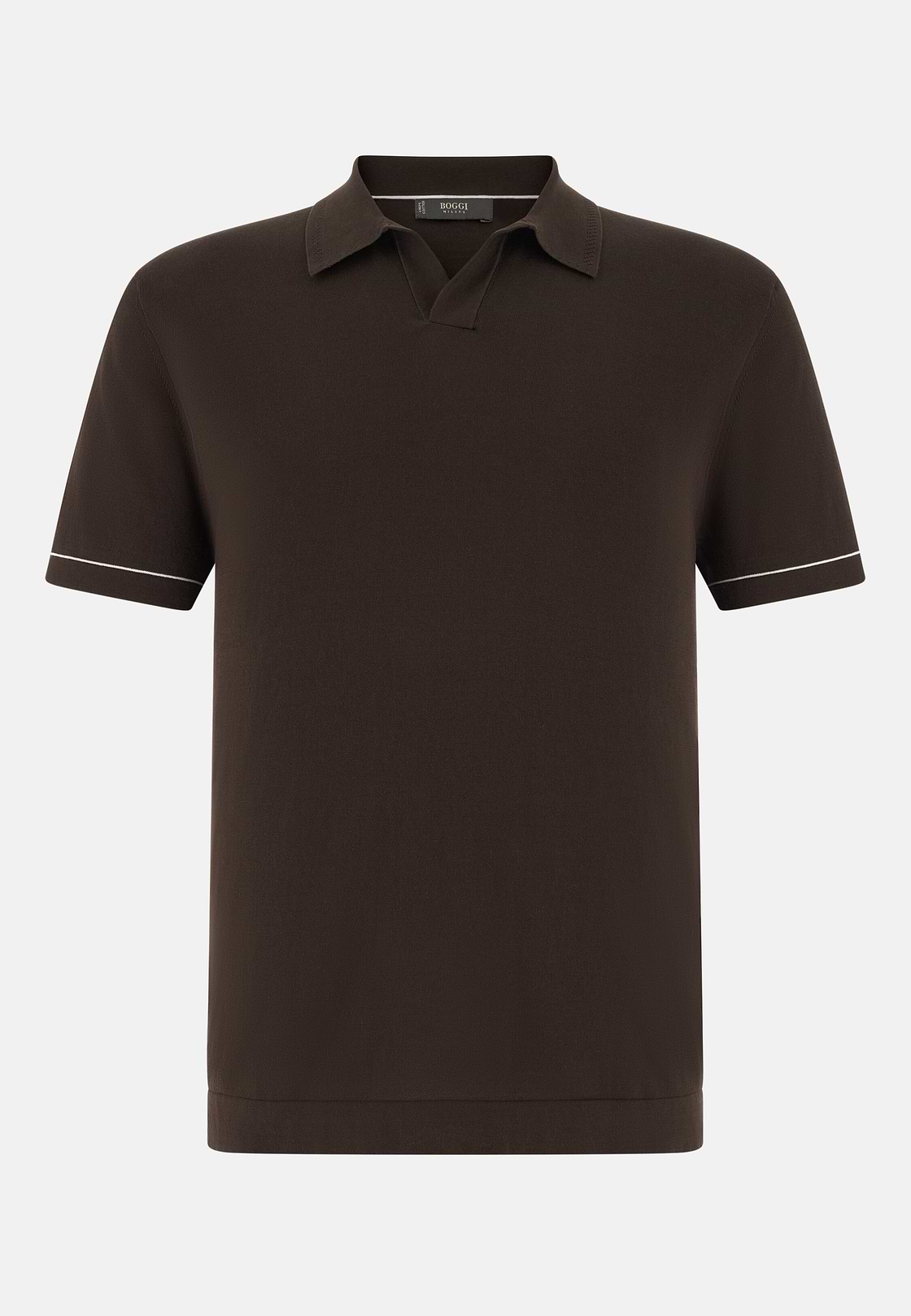 Strick-Poloshirt Aus Baumwollkrepp, Dunkelbraun, hi-res, 5
