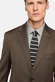 Brown Stretch Wool Suit, Brown, hi-res