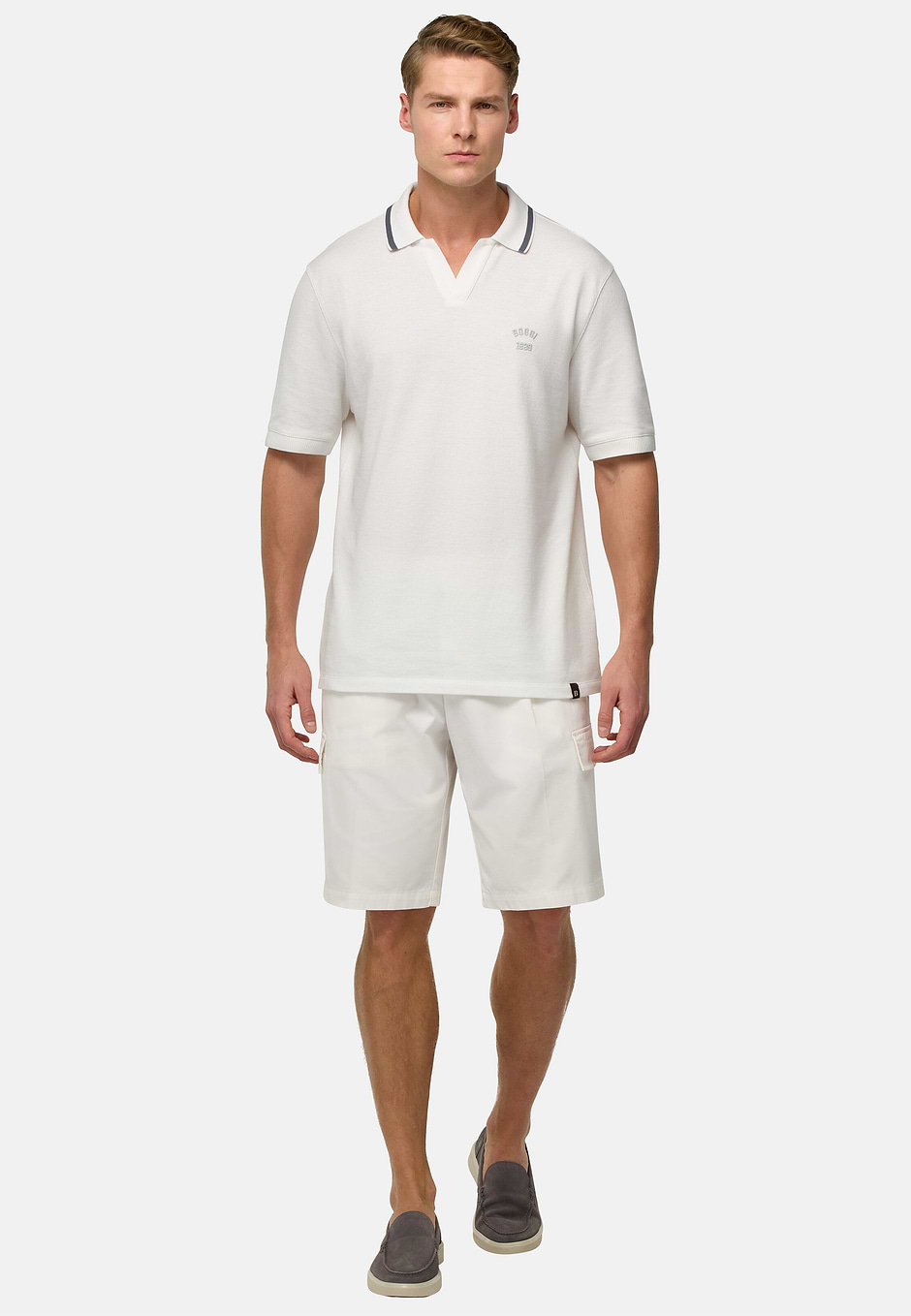 Cotton Piqué Polo Shirt, White, hi-res