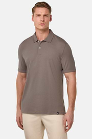 S.Cafè® High-Performance Piqué Polo Shirt, Taupe, hi-res
