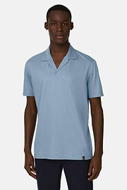 Polo In Misto Lino, Azzurro, thumb, 1