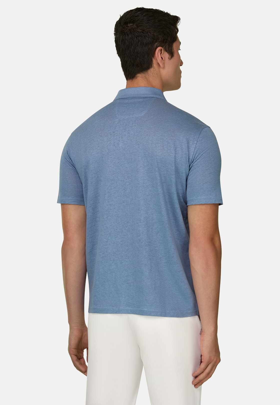 Polo En Jersey De Lin Extensible, Bleu clair, hi-res, 3