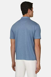 Polo En Jersey De Lin Extensible, Bleu clair, thumb, 3