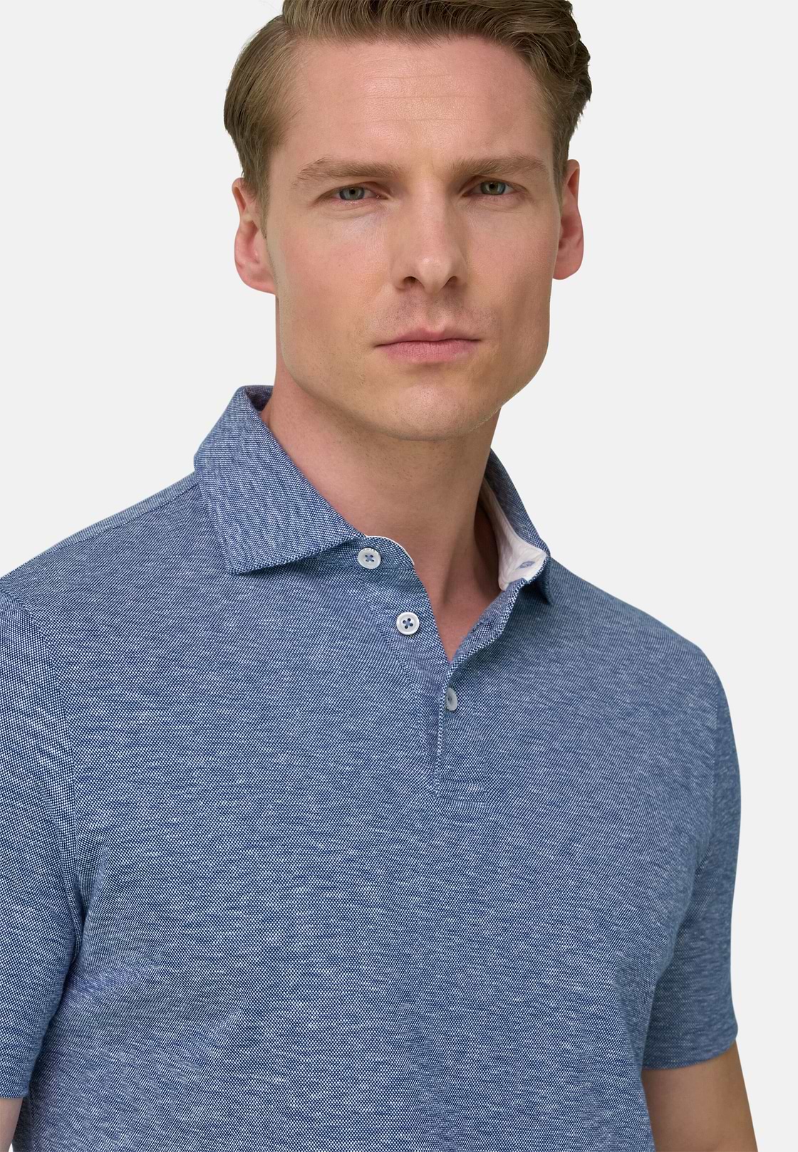 Cotton Linen Polo, Indigo, hi-res, 4