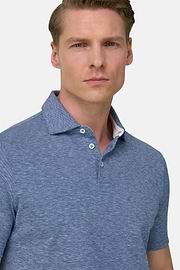 Cotton Linen Polo, Indigo, thumb, 4