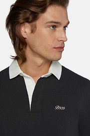 Cotton Polo Shirt, Black, hi-res