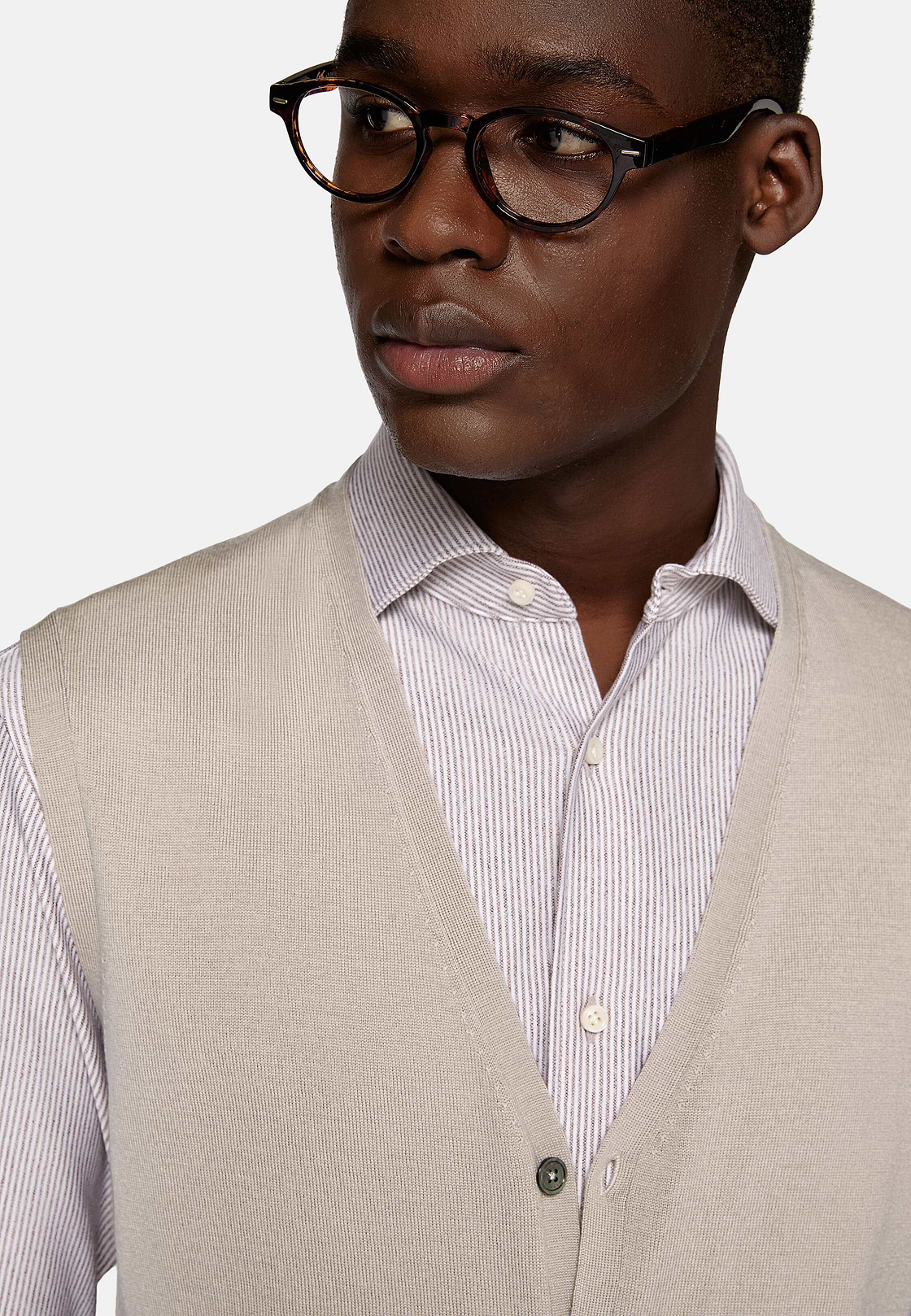 Gilet En Maille Sable En Laine Mérinos, Sable, hi-res