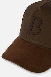 Baseball Cap With Visor And Embroidery in Cotton, Brown, hi-res