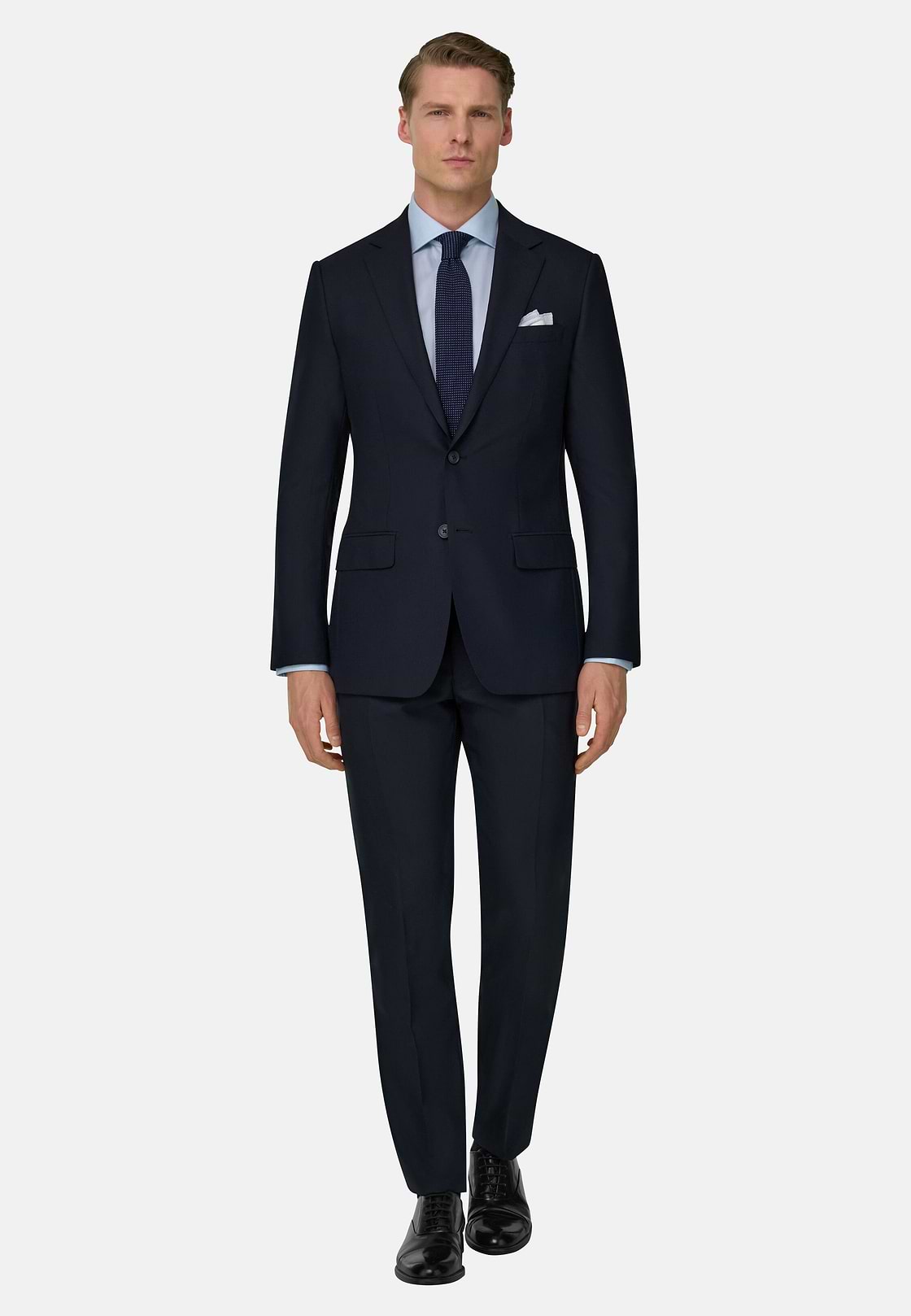 Micro Fancy Wool Blend Stretch Suit, Navy blue, hi-res, 2