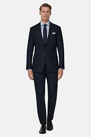 Micro Fancy Wool Blend Stretch Suit, Navy blue, thumb, 2