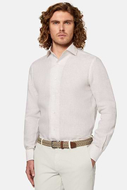 Regular Fit Beige Linen Shirt, Sand, hi-res