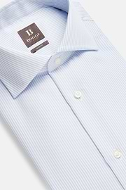 Camicia A Righe In Dobby Di Cotone Slim Fit, Azzurro, hi-res