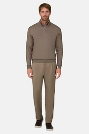 Quarter-Zip Jumper in Merino Wool, Taupe, thumb, 2