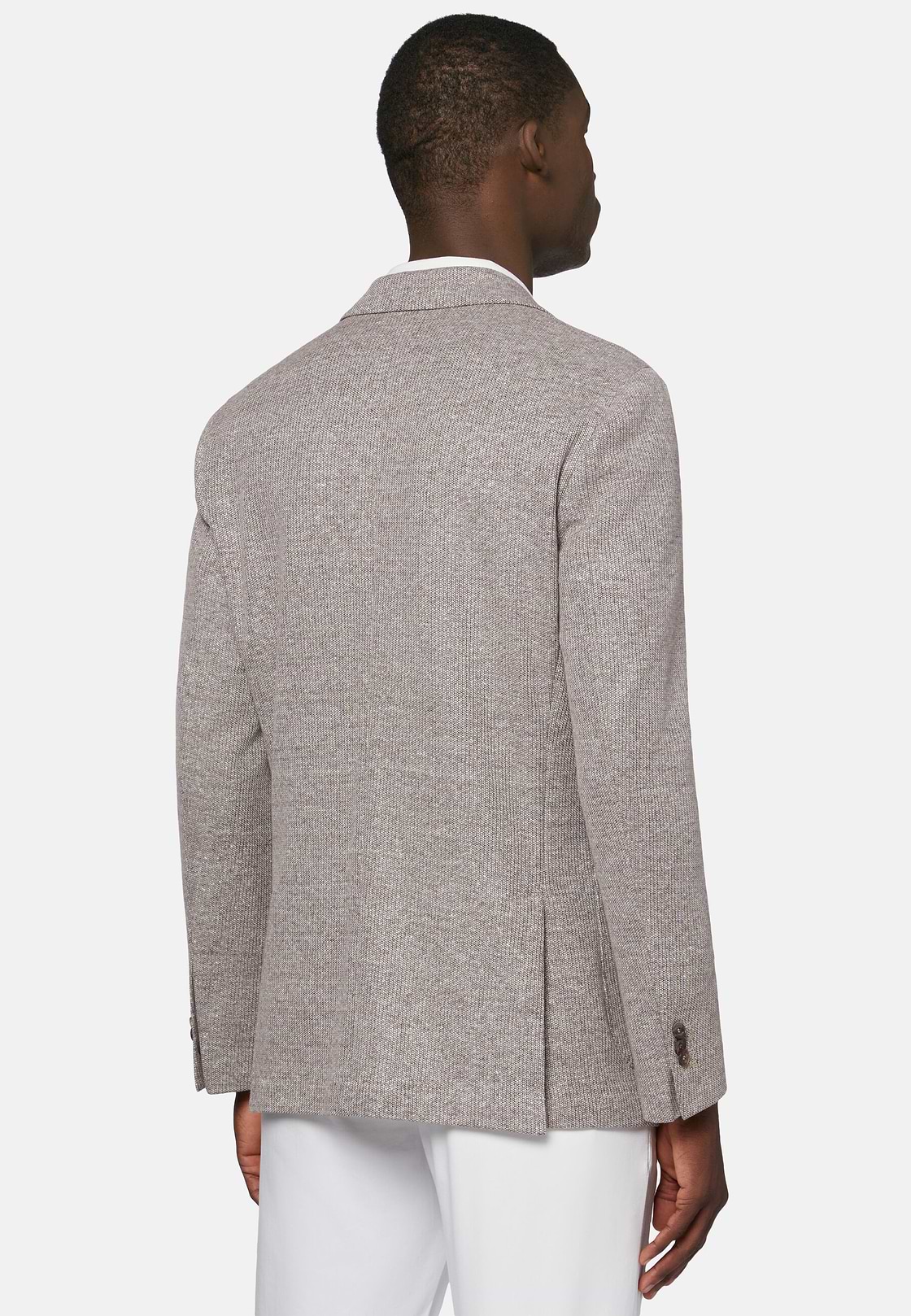 Dove Grey Melange Linen Cotton B Jersey Jacket, Taupe, hi-res