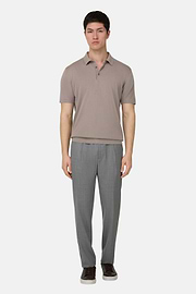 Polo In Cotone Crepe, Taupe, thumb, 2