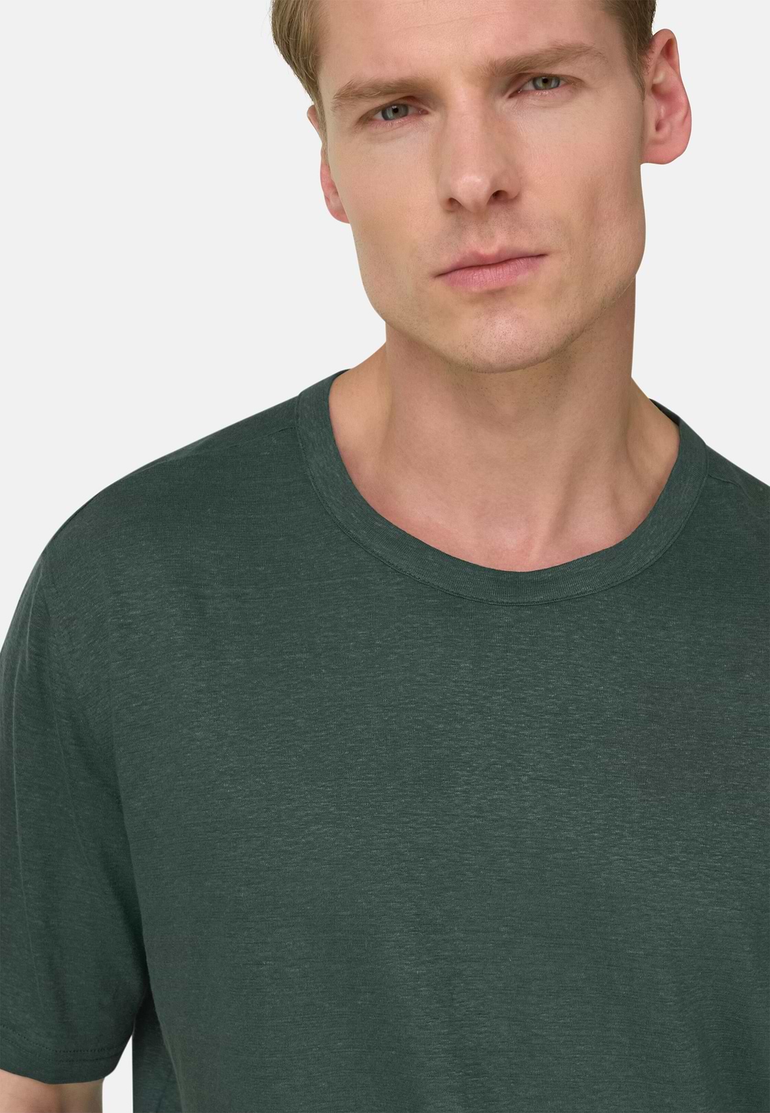 T-Shirt Aus Stretch-Leinen-Jersey, Dunkelgrün, hi-res, 4