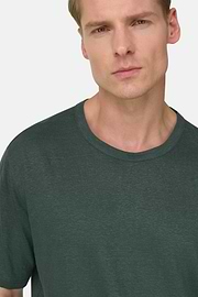 T-Shirt Aus Stretch-Leinen-Jersey, Dunkelgrün, thumb, 4
