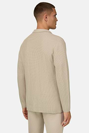 Single-Breasted Knitted Jacket in Mercerised Cotton, , thumb, 3