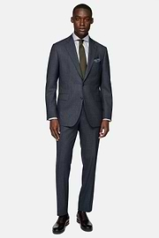 Charcoal Micro Patterned Suit In Stretch Wool, Charcoal, hi-res