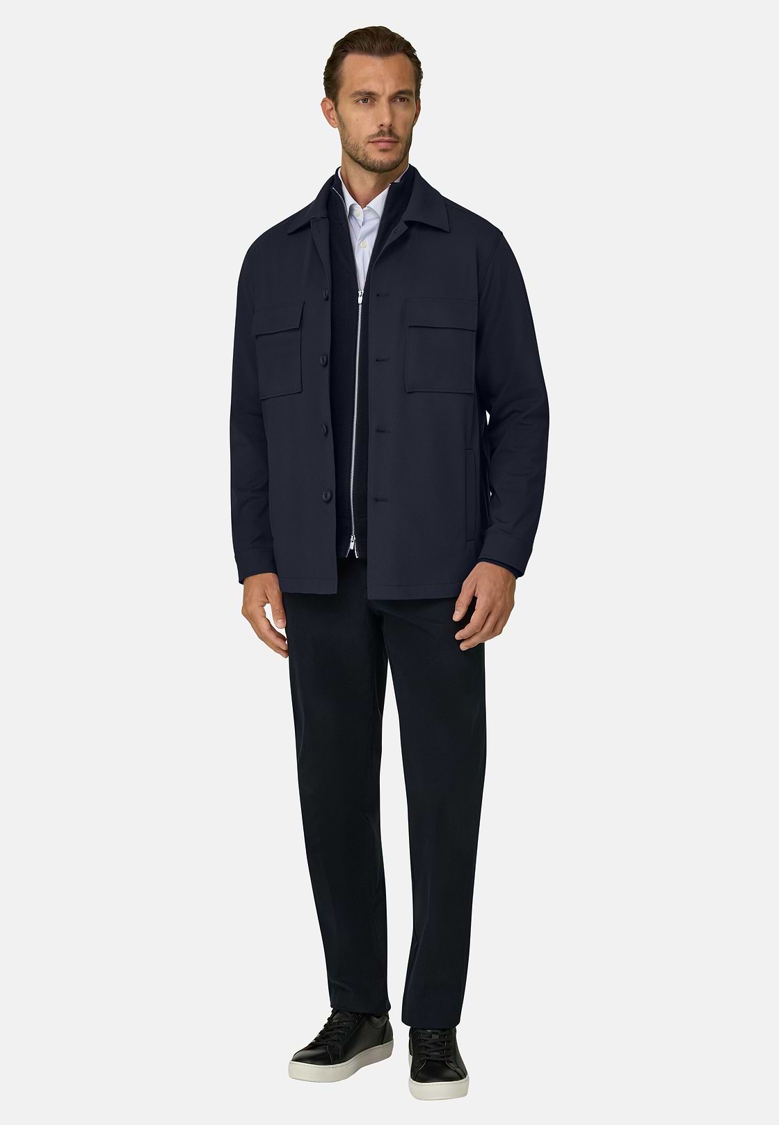 Giacca Camicia Double Nylon Stretch B Tech, Navy, hi-res, 2