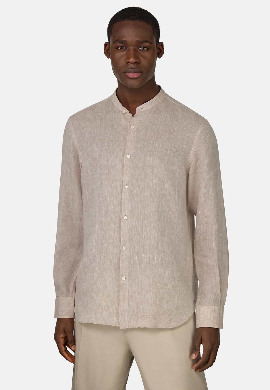 Regular Fit Linen Shirt, Taupe, hi-res