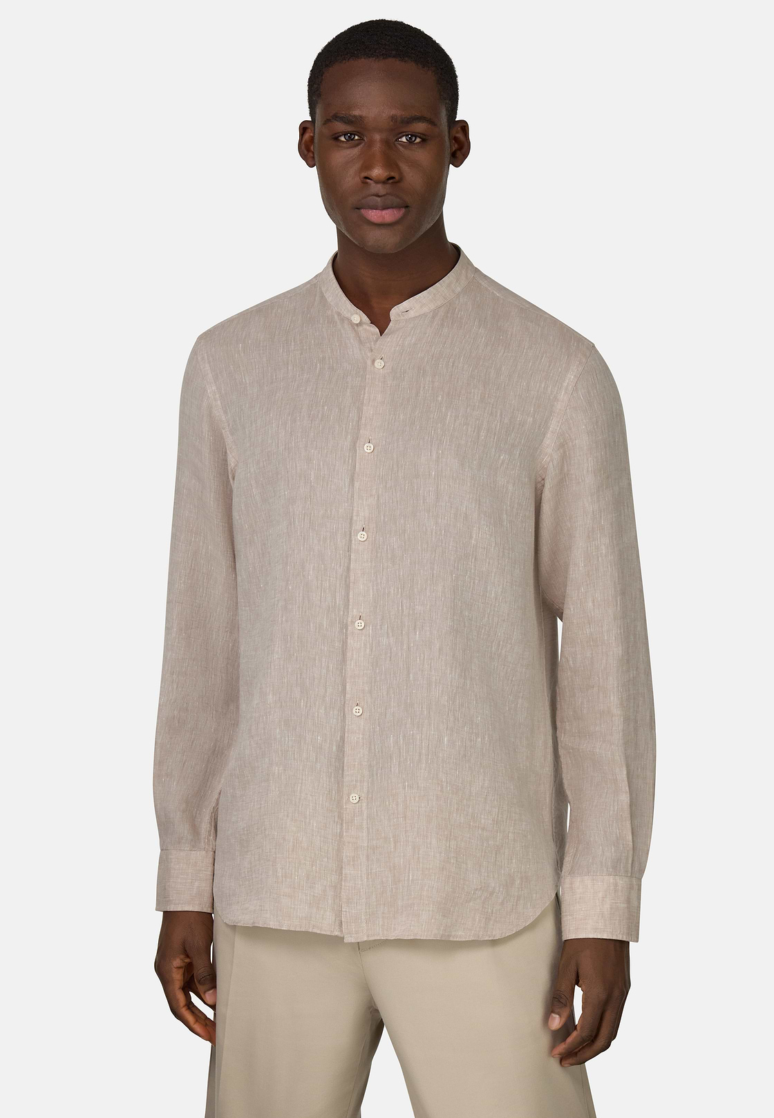 Regular Fit Linen Shirt, Taupe, hi-res