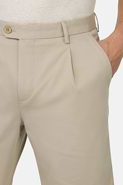 Stretch Cotton and Tencel Bermuda Shorts, Sand, hi-res