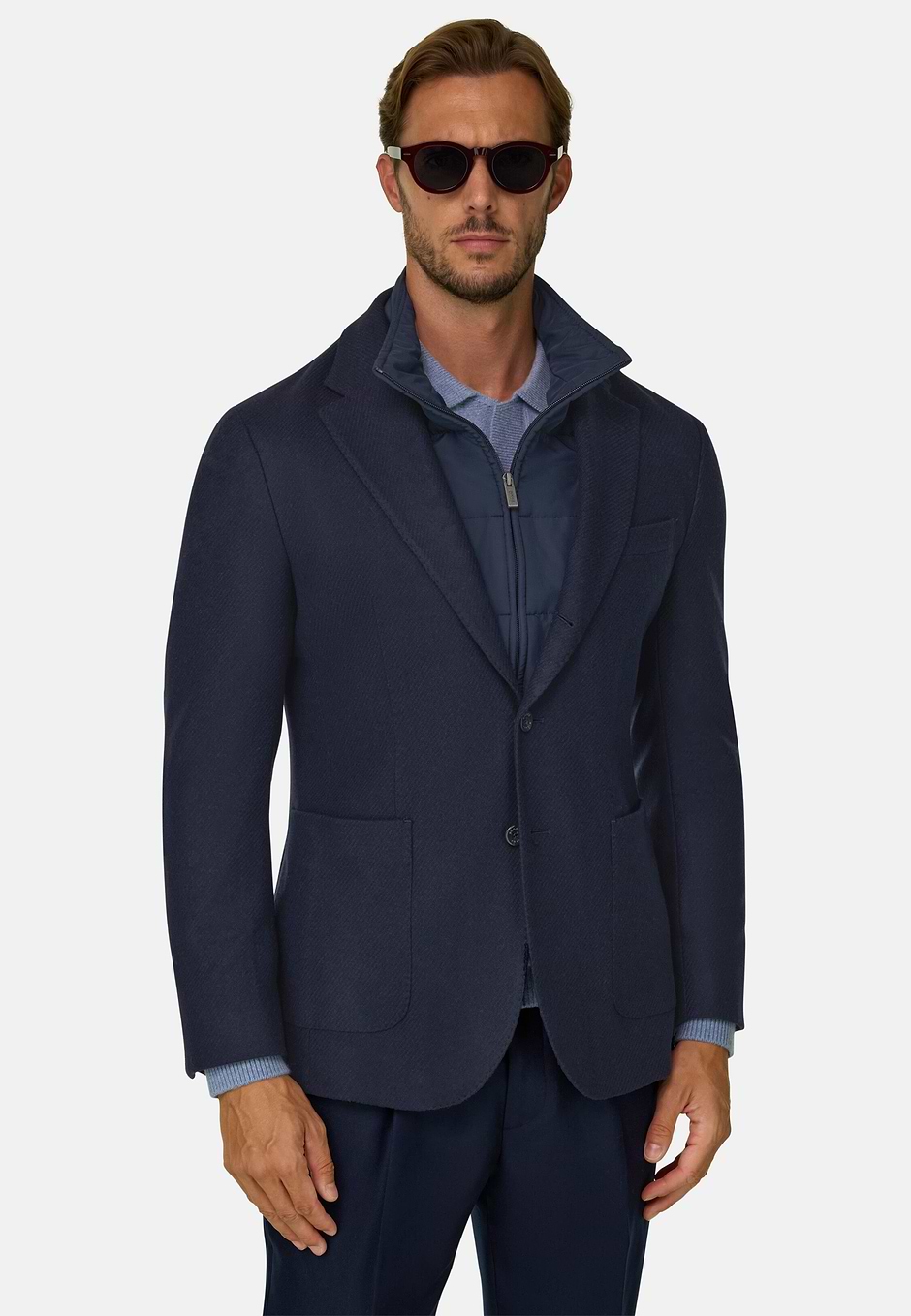 Veste en Mixte Laine avec Gilet Amovible, bleu marine, hi-res