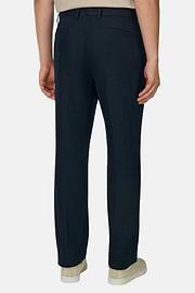 Solid Linen Pince Pants, Navy blue, thumb, 3