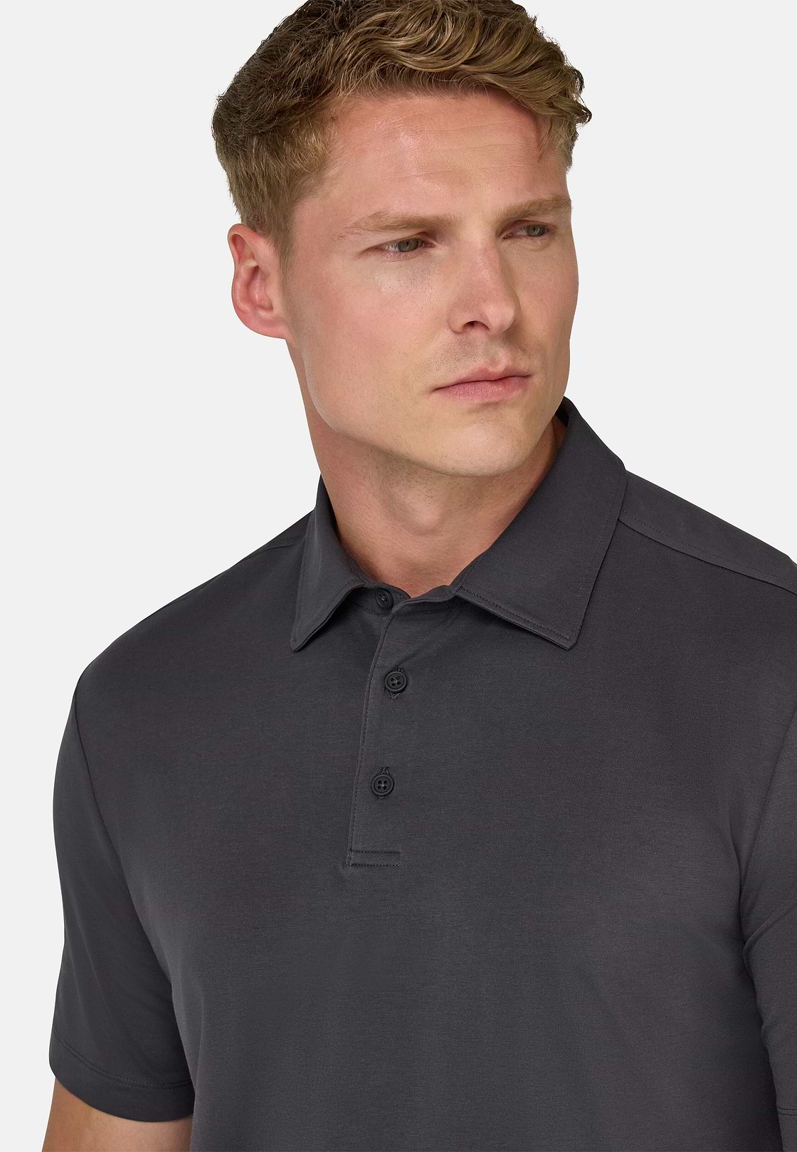 Polo Shirt In Stretch Supima Cotton, Black, hi-res