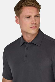 Polo Shirt In Stretch Supima Cotton, Black, hi-res