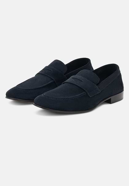 Leather Loafers, Blue, hi-res
