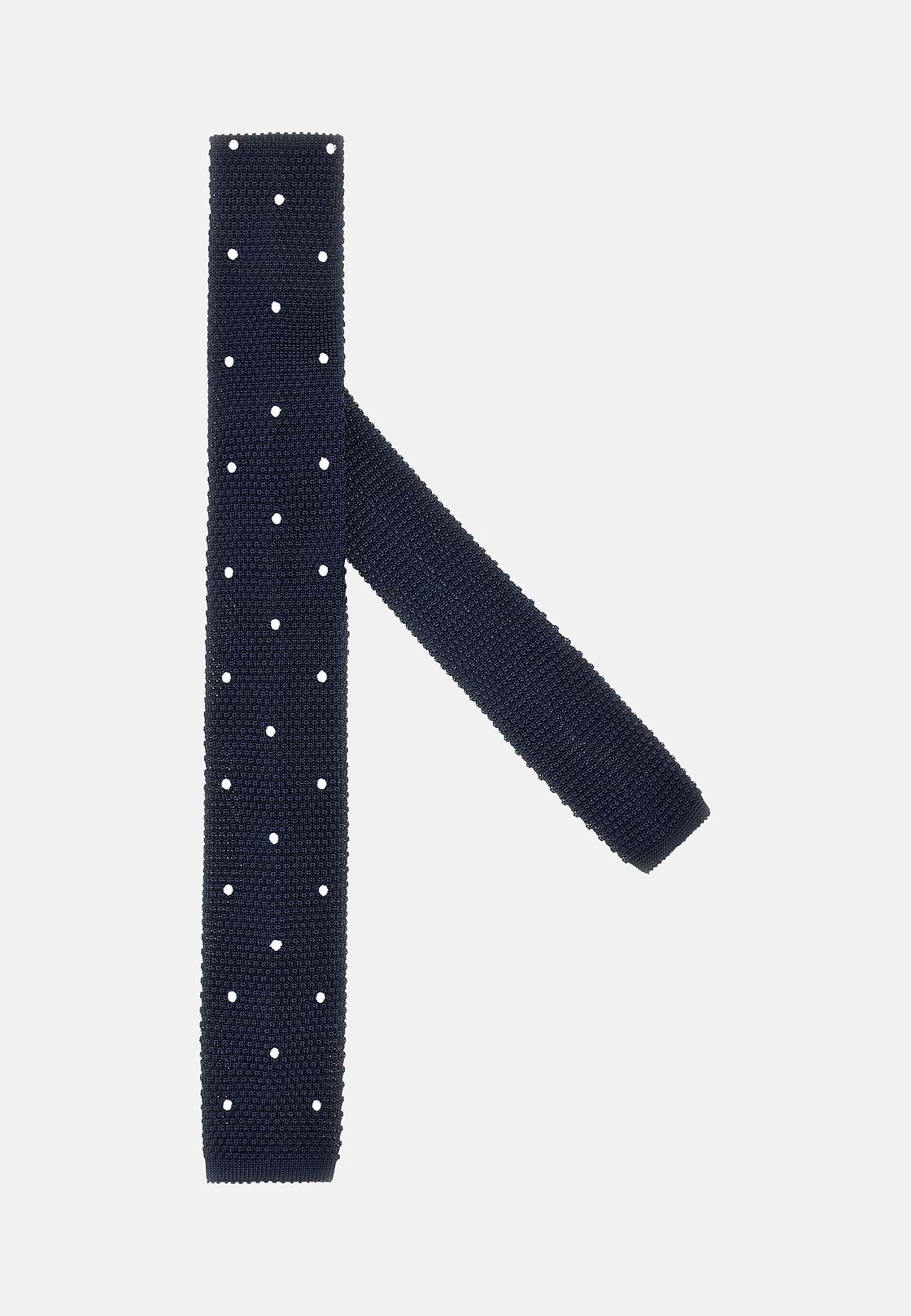 Cravatta Motivo Pois In Seta, Navy, hi-res