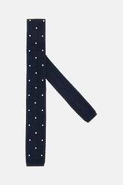 Cravatta Motivo Pois In Seta, Navy, hi-res