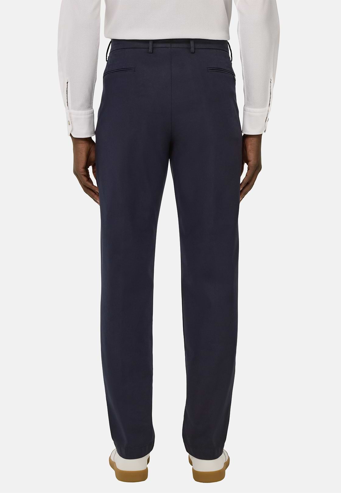 Stretch Cotton/Tencel Trousers, Navy blue, hi-res