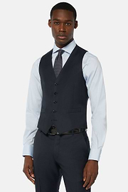 Navy Wool Twill Waistcoat, Navy blue, thumb, 1