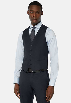 Navy Wool Twill Waistcoat