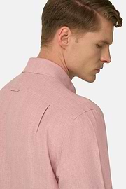 Camicia In Lino Regular Fit, Rosa, thumb, 4