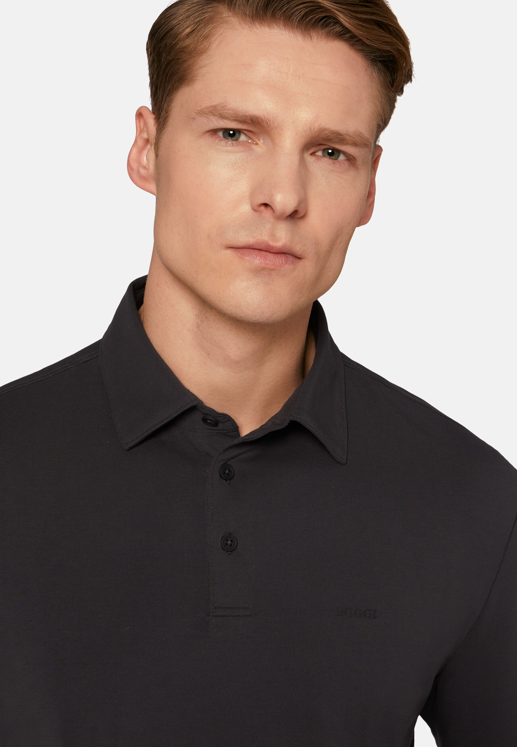 Polo Shirt In Stretch Supima Cotton, Black, hi-res