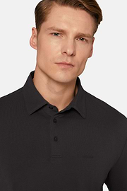 Polo Shirt In Stretch Supima Cotton, Black, hi-res