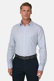 Shirt Striped Poplin Regular Fit, Light Blue, thumb, 1