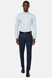 Blue Pin Point Cotton Slim Fit Shirt, Light blue, hi-res