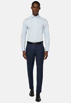 Blue Pin Point Cotton Slim Fit Shirt