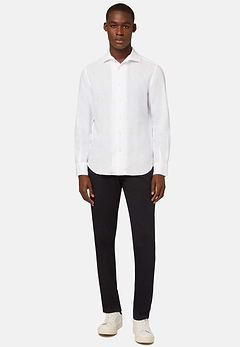 Regular Fit White Linen Shirt