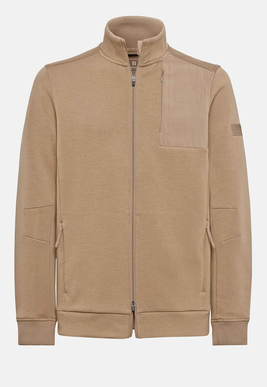 Sudadera Con Cremallera De Mezcla Neopreno Ligero Algodón, Beige, hi-res